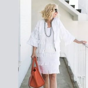 Worth NY Fringe cotton jacket kimono sleeves L